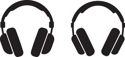 Headphones Icon: A sleek, modern, and minimalist illustration of headphones, perfect for representing audio, music, technology, podcasting, and more.  