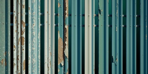 Obraz premium Rusted Metal Fence with Peeling Paint Industrial Texture Background