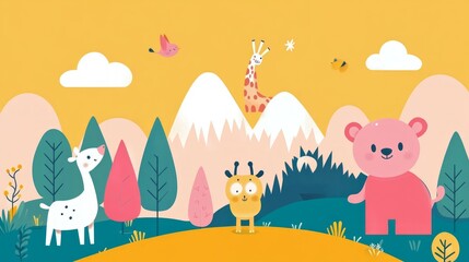 Fototapeta premium Adorable Forest Animals Illustration