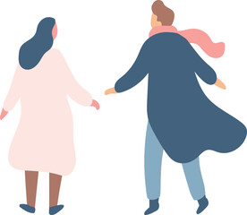 Stylized vector flat style couple outdoor silhouette isolated on background