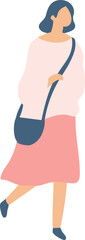 Stylized vector flat style  woman silhouette walking isolated on background