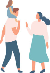 Stylized vector flat style family parents silhouette isolated on background