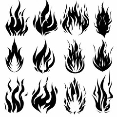 Naklejka premium Fire icon, flame bonfire sign, campfire symbol, burn graphic element, fire emblem, grill pictogram