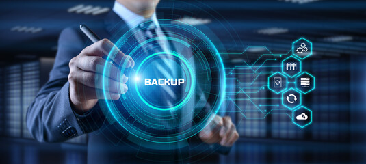 Backup Disaster recovery data protection technology concept.