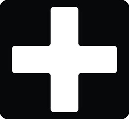 Obraz premium White cross medical on red circle icon flat vector design