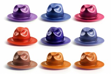 Hat icon, headdress symbol, 3d realistic cap sign, bonnet silhouette, fedora shape, bowler, trilby