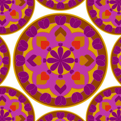 seamless pattern with geometric shaped elements, flowers, mandala design illustration wallpaper 