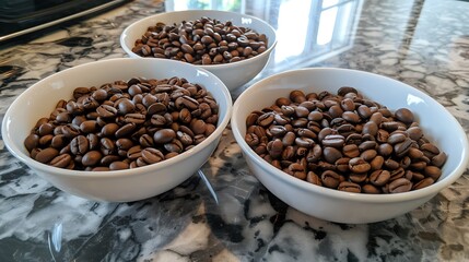 Fototapeta premium Microwave roasted beans for coffee