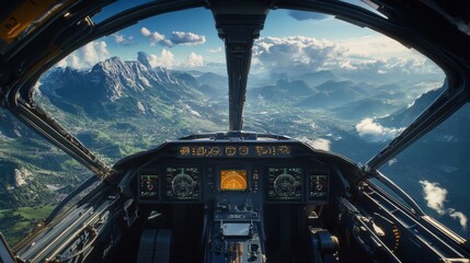 Fighter jet cockpit view with targets locked on a mountainous landscape below 