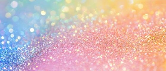 Vibrant rainbow pastel glitter background with shimmering sparkles and soft gradient colors for creative design projects