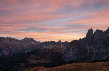 Sunrise landscape in the italian dolomites