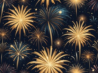 Naklejka premium abstract fireworks background and space for text. Fireworks at Night 