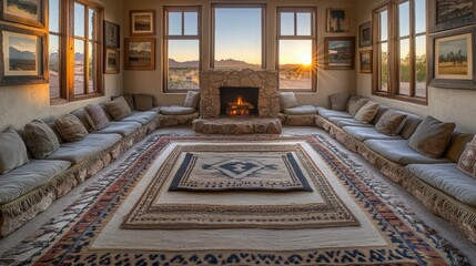 Obraz premium A tranquil southwestern sitting area with comfortable