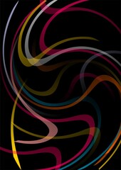 Black background with colorful lights placed on the image, used in graphic design.