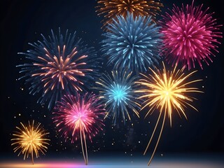 Fototapeta premium abstract fireworks background and space for text. Fireworks at Night 