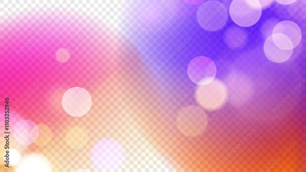Aufkleber Vibrant bokeh lights. Transparent background. Bright blurred overlay template. Abstract blur light effect. Vector illustration.