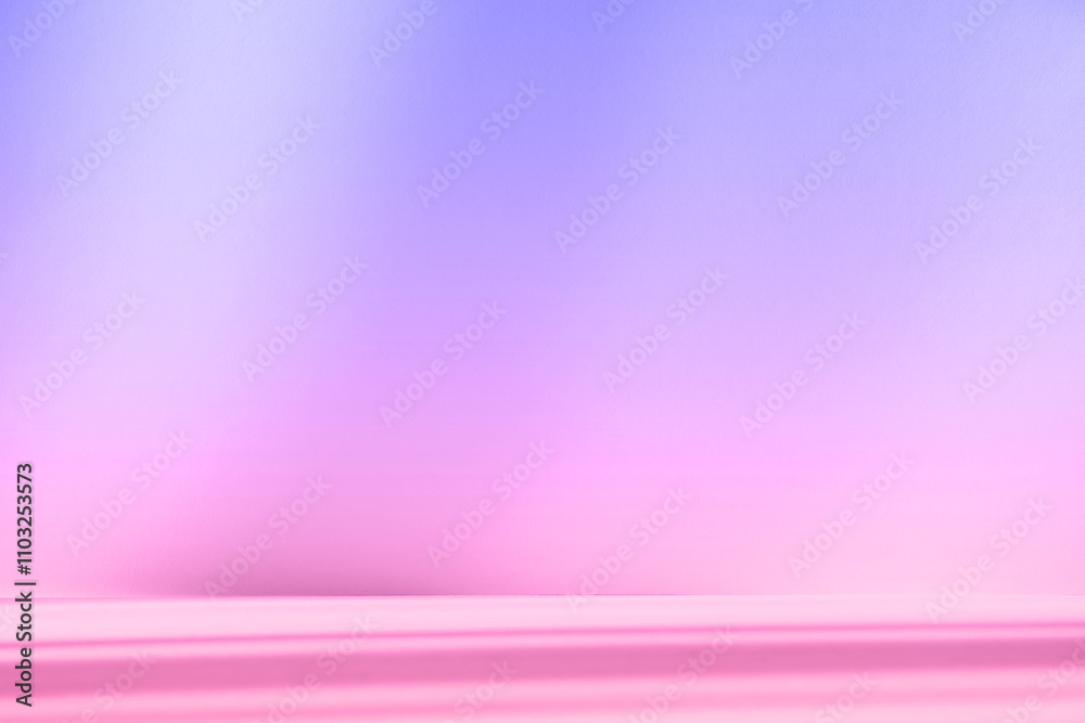 Poster Abstract pink color gradient studio background for product presentation. Empty room with shadows of window. 3d purple room with copy space. Blurred backdrop