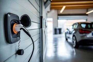 Fototapeta premium Home Battery Packs in Modern Garage: Sustainable Energy Storage and Backup System for Renewable Power