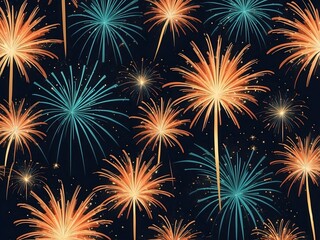 Fototapeta premium abstract fireworks background and space for text. Fireworks at Night 