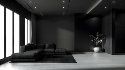 Modern style interior design 3d illustration