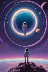 Fototapeta premium a peaceful scene in space of astronaut