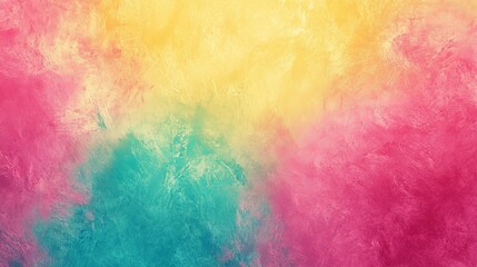 Fototapeta premium Vibrant pink, yellow, and turquoise gradient with subtle grainy texture, perfect for abstract backgrounds, modern design projects, and creative digital art
