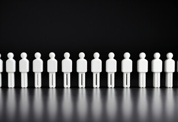 White figures lined up on a dark background