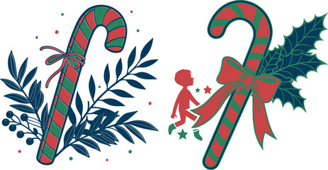 Christmas Candy Cane color vector, illustration