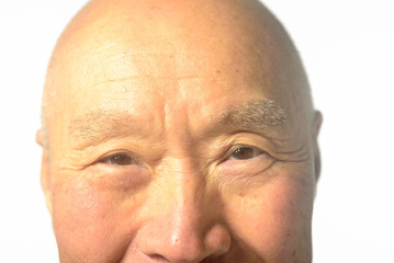 老人の笑顔のクローズアップ