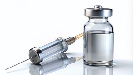 3D Rendered Vaccine Bottle with Injection Syringe on White Background - Ideal for Health and Medical Illustrations