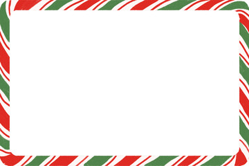 christmas candy cane border frame Holiday red green Hand drawn illustration on a transparent background