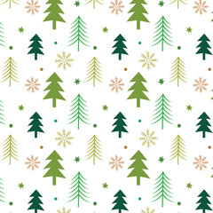 Christmas tree vector seamless pattern