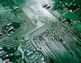 Close-Up of Printed Circuit Boards with Electronic Components