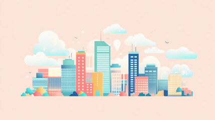 Fototapeta premium Cloud computing concept. Smart city wireless internet communication with cloud storage, cloud services. Download, upload data on server. Digital cloud over virtual Smart City on podium. Technology IOT
