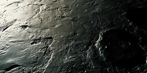 Fototapeta premium Dark Textured Stone Surface, Abstract Background Image with Deep Shadows and Uneven Texture