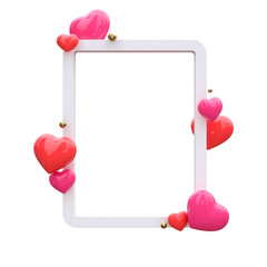White frame of Valentines day with heart balloon Lathe around
