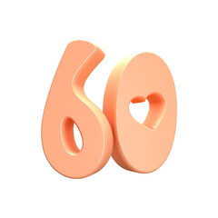 3D Rose gold of Number 60