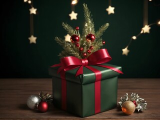 Christmas theme background, gift box and Christmas tree.