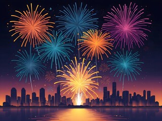 Abstract firework background with free space for text