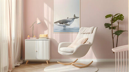 Modern style interior design 3d illustration