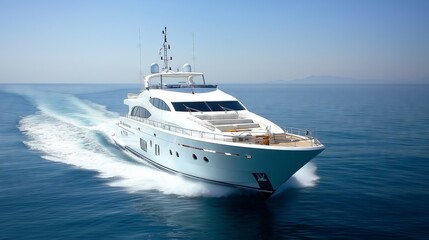 Fototapeta premium Luxury yacht sailing in the mediterranean sea on a sunny day