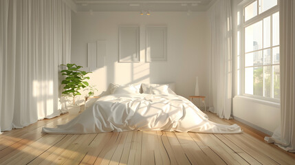 Modern style interior design 3d illustration
