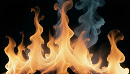 Intensas llamas de fuego ardiendo contra un fondo oscuro