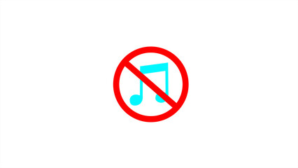 No music icon. warning, caution, attention, restriction, danger flat sign design.