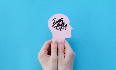 Hands holding human head, attention deficit hyperactivity disorder, ADHD symptom, mental health,...