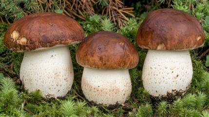 Boletus edulis edible mushroom in the forest