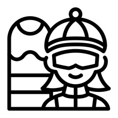 This Snowboarder woman icon is suitable for winter sport, sport, winter holiday, etc.