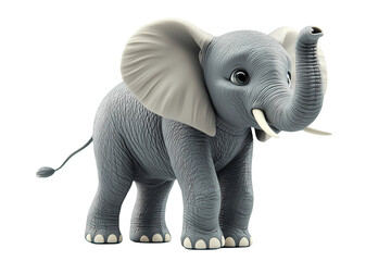 Obraz premium 3d render of elephant isolated on transparent background. png. clipart.Playful cartoon elephant with an expressive face and oversized ears, exuding charm and joy