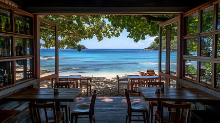 Ocean View Restaurant. Beachside Tables Await