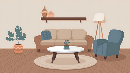 living room with furniture design
